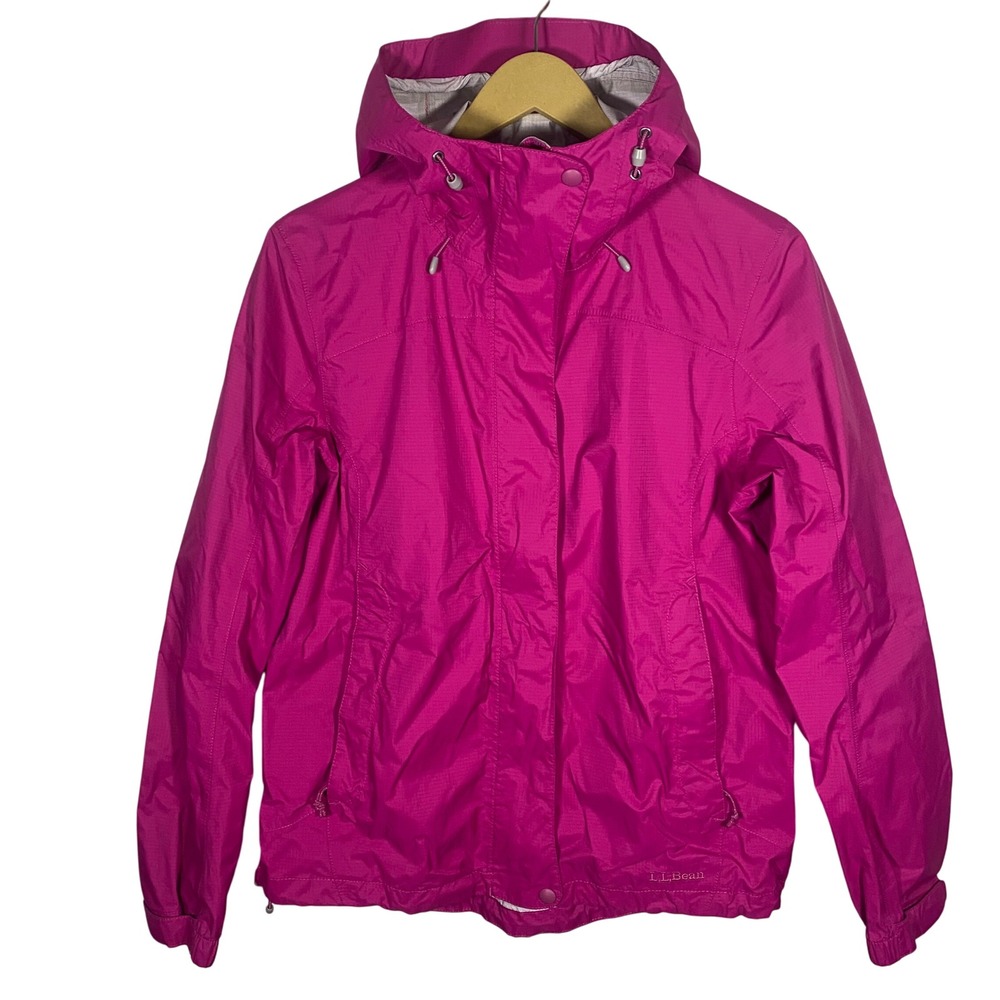 LL Bean Pink‎ Lightweight Hooded Rain Jacket Women's Size Small Water Resistant